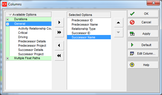 Filter activity by Relationship Type in Primavera P6 - 6