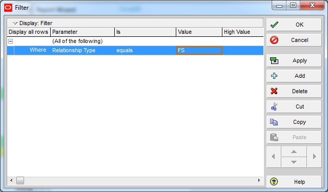 Filter activity by Relationship Type in Primavera P6 - 7