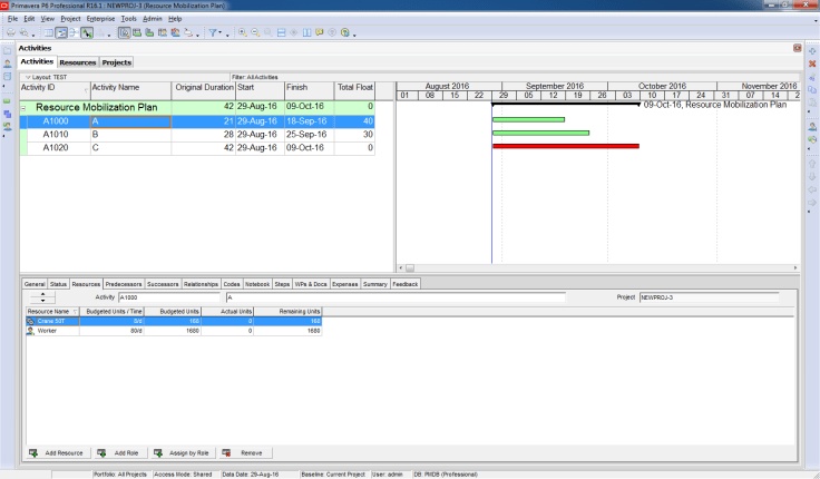 How to make a labor, equipment mobilization plan in Primavera P6 - 1
