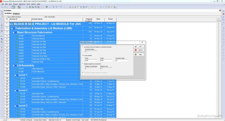 Renumber Activity ID for all activities to be ascending in Primavera P6-2