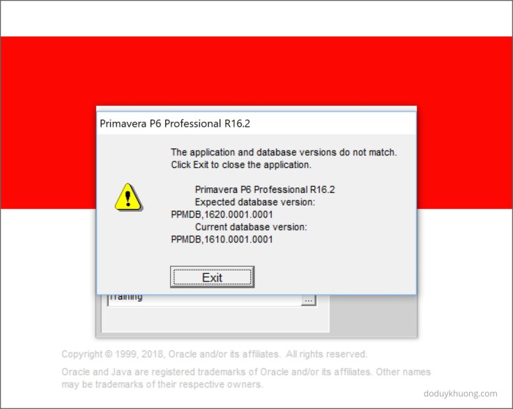 Primavera P6 Error SQLite Database Failed to Upgrade When upgrade SQLite database from version 16.1 to 16.2-1