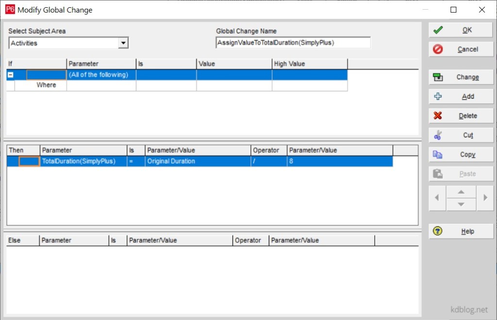 Primavera P6 Summarize Roll up activity duration at WBS using duration value, not earliest and latest date, Create a new Global Change